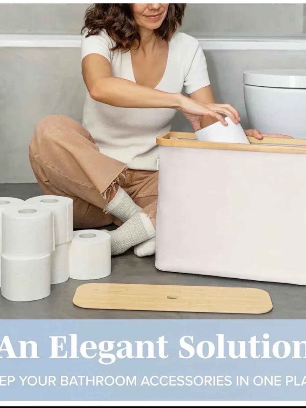 Lonbet Bamboo Toilet Paper Storage BLACK